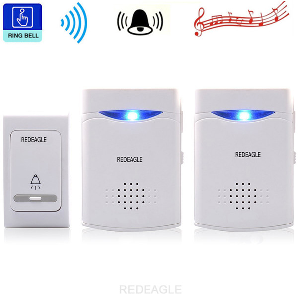 Wireless Doorbell 38 Tunes Chimes Digital Remote Control Door Bell LED Receiver 1V2 Doorbells V006B2