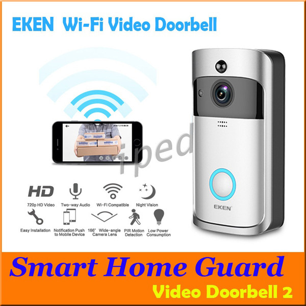 EKEN Smart Wireless Doorbell HD 720P WIFI Video Doorbell Night Vision Motion Detection Alarm Door Phone Visual Intercom Camera Video DHL 10