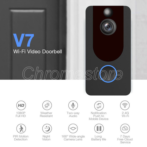 EKEN V7 1080P Cloud storage Wireless Doorbell Support multiple accounts Wifi Real-Time Video Two Way Audio Night Vision PIR Motion Detection