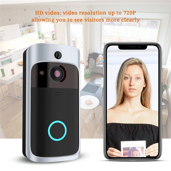 Wifi Video Doorbell Smart Doorbell Visual Camera 720P HD Video PIR Detection Night Vision Support TF Card for Home Hotel Business Security