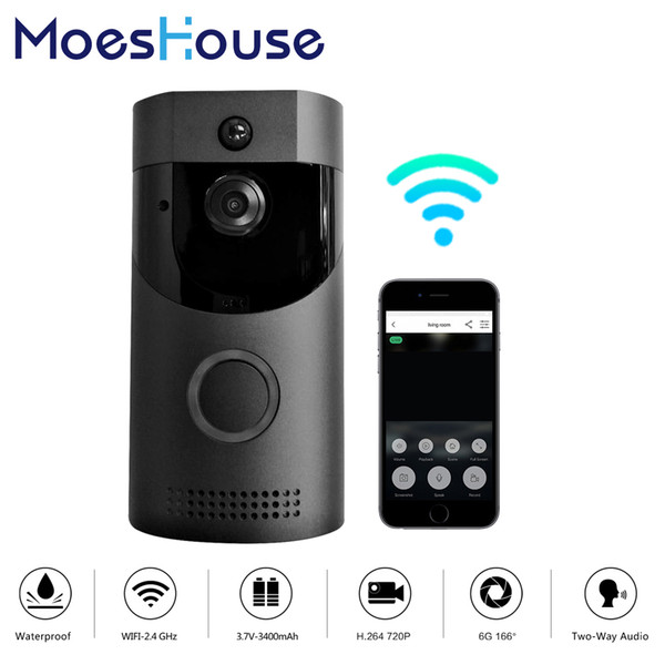 WiFi Video Doorbell Camera IP68 Waterproof 720P Real-Time Video Two-Way Talk Night Vision PIR Motion Detection