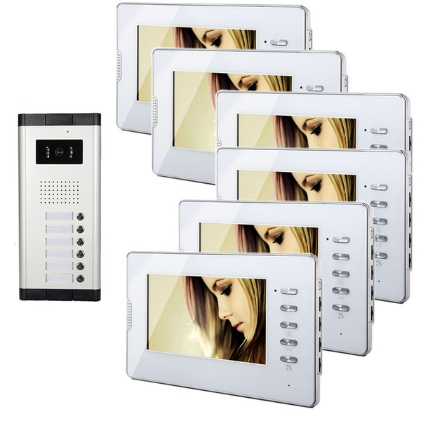 Xinsilu One to Six Video Doorphone Kit Configuration Professional 7 inch Display 1V6 Video Intercom Phone V70D-520C-6