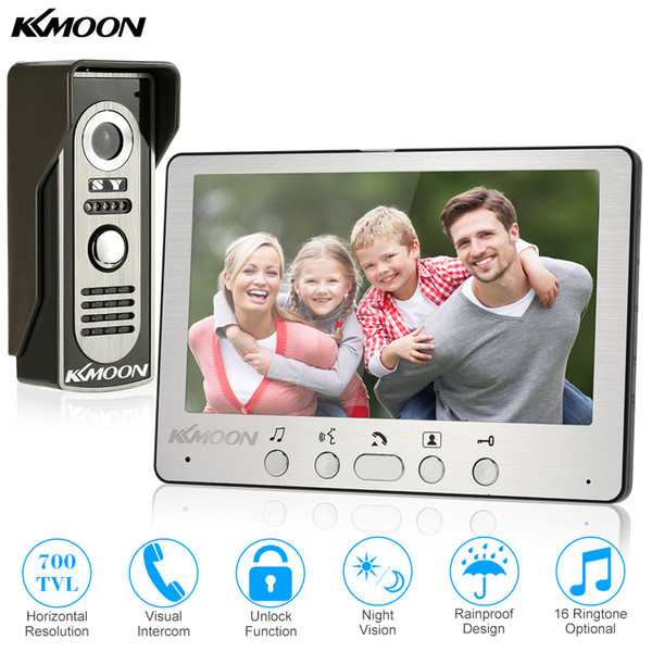 7'' TFT LCD Wired Video Door Phone Visual Video Intercom Speakerphone Intercom System With Waterproof Outdoor IR Camera