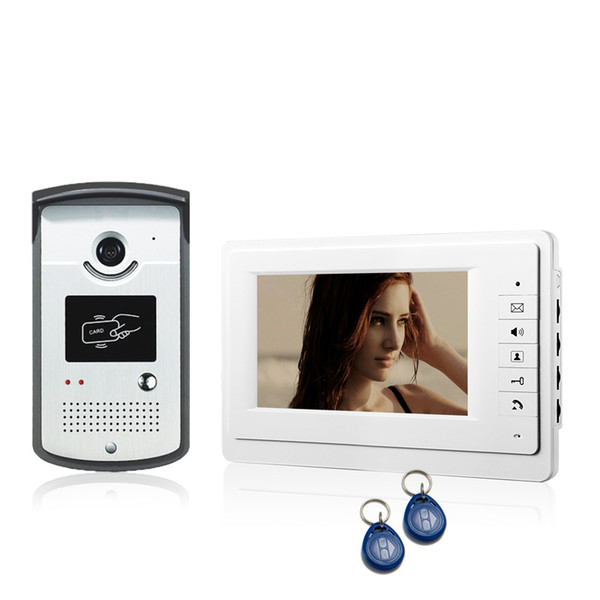 7 inch RFID Video Intercom Color Video Door Phone Doorbell Access Control System IR Doorphone V70F-ID