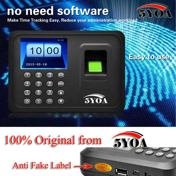 High Quality Biometric Fingerprint Time Attendance Clock Recorder Employee Digital Electronic English Voice Reader Machine 5YA01