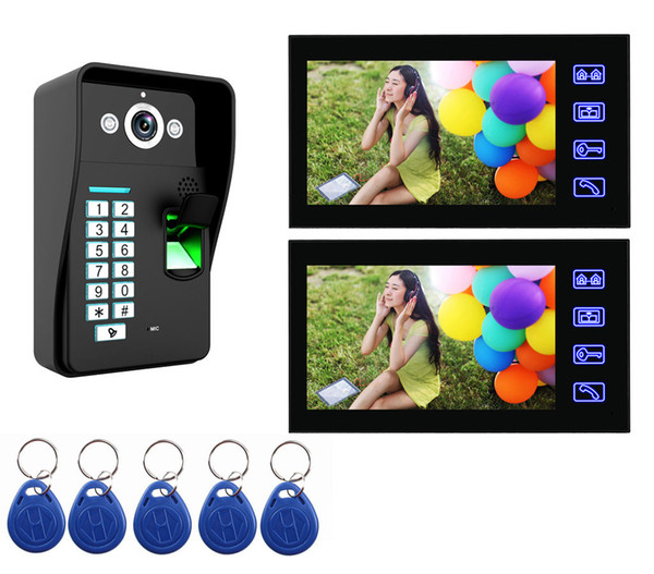 Touch Key 7 inch Video Door Phone Intercom Doorbell System Fingerprint RFID Card Access Control unlock video Door bell Doorphone