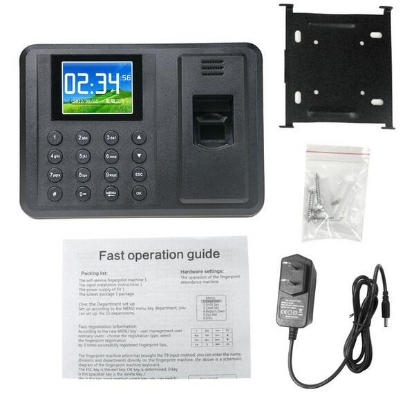 New 2.8-inch biometric fingerprint time clock office attendance recorder timing employee machine reader