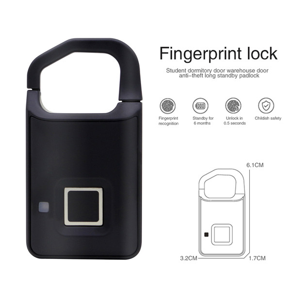 Smart Fingerprint Door Lock P4 Padlock Safe USB Charging Waterproof Anti Theft Lock Suitcase Door Lock Alarm Security Systems