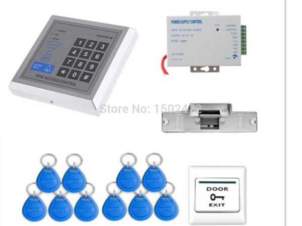 DIY Door Access Control System 125KHz RFID ID Reader + Keyfobs Access Control Kit Electric Strike Door Lock