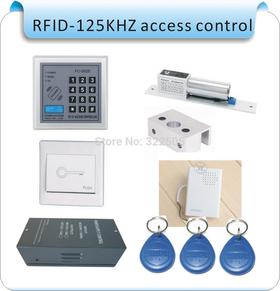 DIY RFID 125KHZ Access control system /access controller+ glass door lock+ power+ switch+ door bell+10pcs card +englsih manual