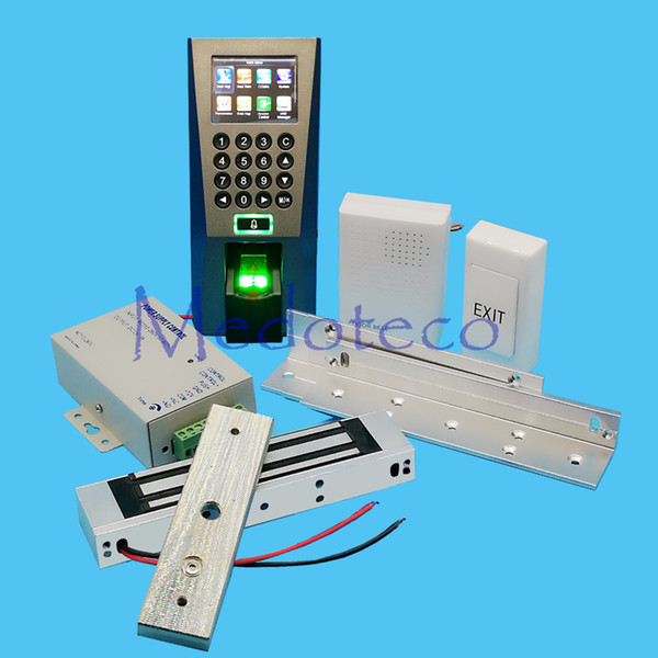 Wholesale- DIY Full Fingerprint Door Access Control System Kit Fingerprint Access Controller +180KG Magnetic Lock + ZL Bracket Wood Door