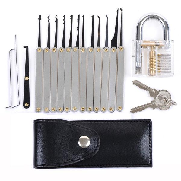 The Transparent Practice Padlocks with 12pcs Unlocking Lock Pick Set Key Extractor Tool Lock Pick Tools will help you quickly learn how to p