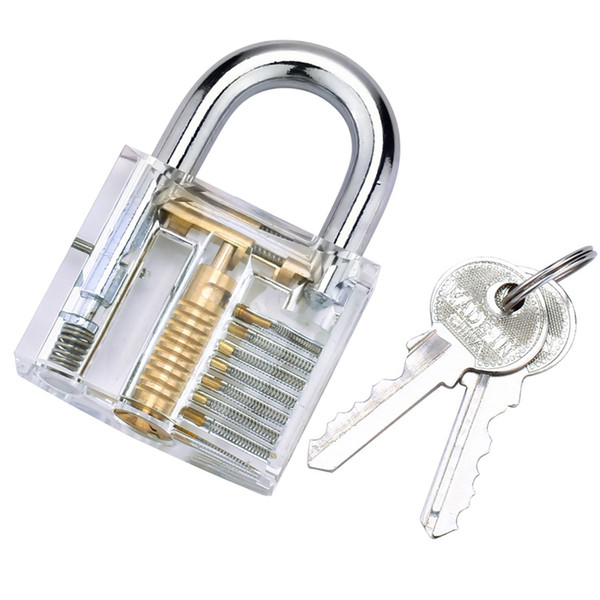 Crystal Padlocks Lock Transparent Cutaway of Practice Training Skill Pick Inside View Acrylic Lock for Beginners Locksmith with Two Keys