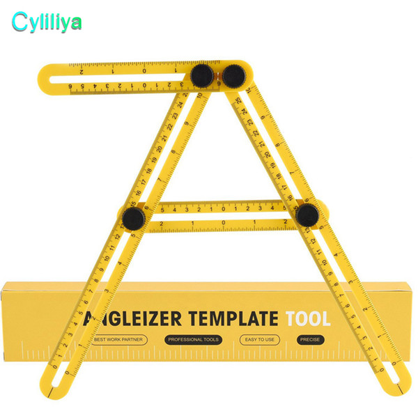 Multi-Angle Measuring Ruler Angle Izer Tools Four Folding Plastic Ruler Measuring Instrument Great Template for All Surfaces