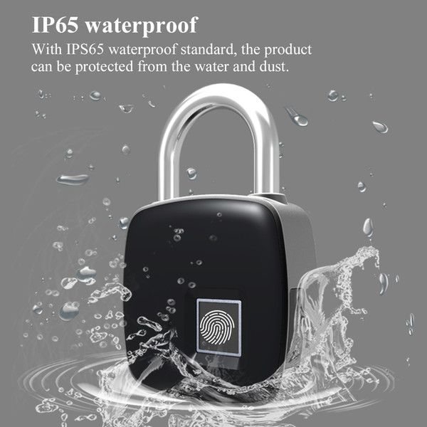 Smart fingerprint padlock door lock IP65 waterproof keyless lock USB charging