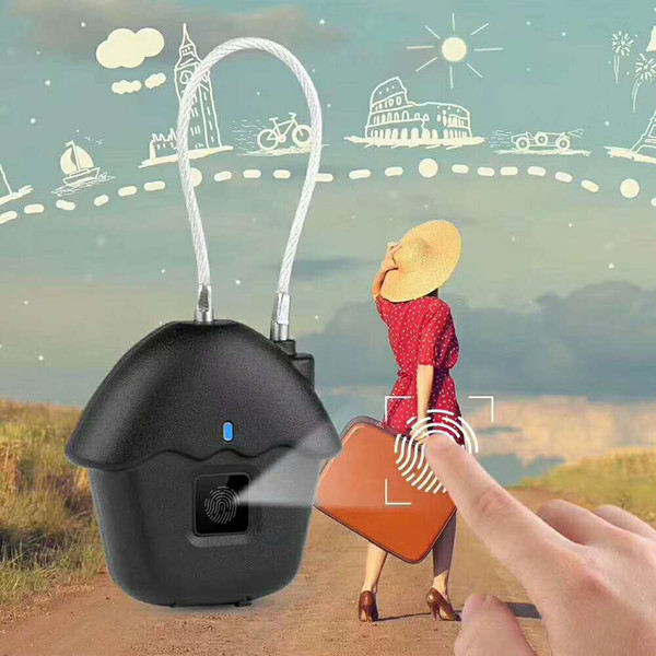 2019 new Bag Lock Mini Portable Fingerprint Lock Smart Intelligent Outdoor Bag Handbag Anti Theft Lock Waterproof Protection Recognition