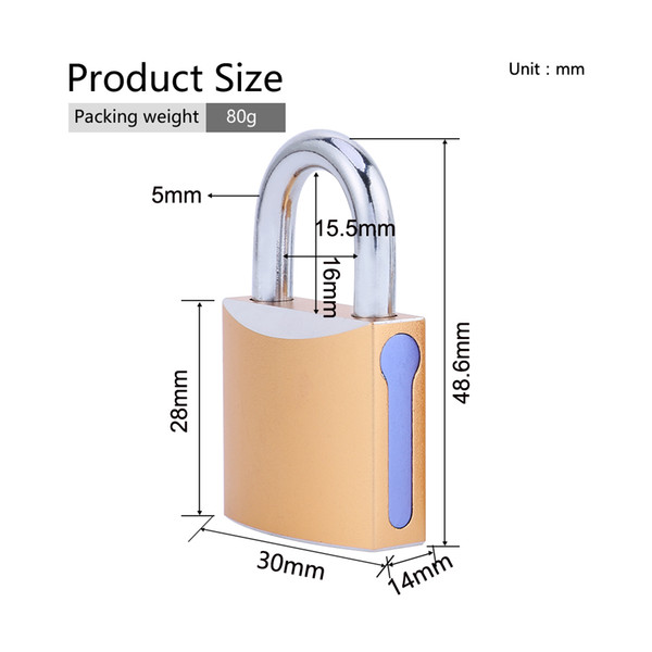 High Quality 30MM aviation aluminum alloy yellow padlock door lock garage truck lock warehouse luggage lock