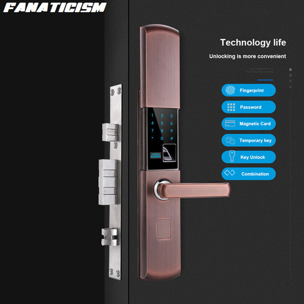 Fanaticism Semiconductor Fingerprint Password Lock Security Door Home Door Lock Glass Door Smart Electronic Card Lock