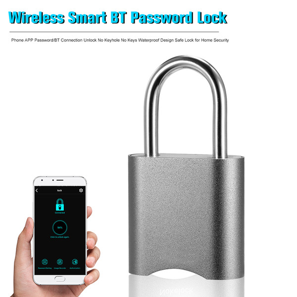 Wireless Lock Smart BT Lock with Phone APP Password/BT Connection Unlock No Keyhole No Keys Waterproof Design Safe Lock