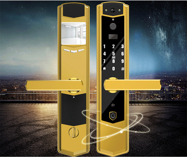 Smart Fingerprint Password Electroic Lock With WIFI Door Camera Viewer Remote Video Calling APP Remotely Unlock IR Night Vison Doorbell