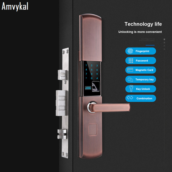 Amvykal Semiconductor Fingerprint APP Remote Password Lock Security Door Home Door Lock Glass Door Smart Electronic Card Lock