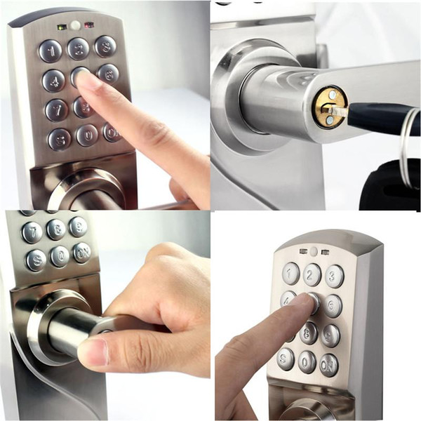 Electronic Code Door Lock Smart Digital Keypad Password, Key Stainless Steel Single Latch lk717BS