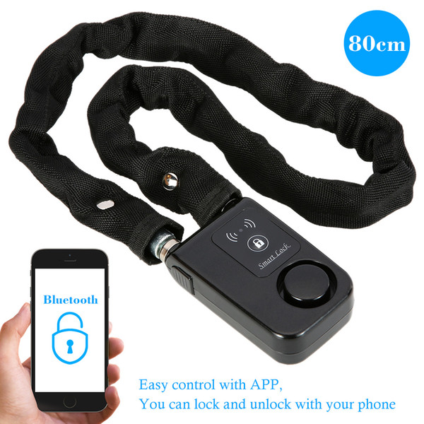 Black Smart Chain Lock 80cm Smart Waterproof Bluetooth Lock 110dB Latest Anti Theft Alarm Keyless Phone APP Control Lock Access