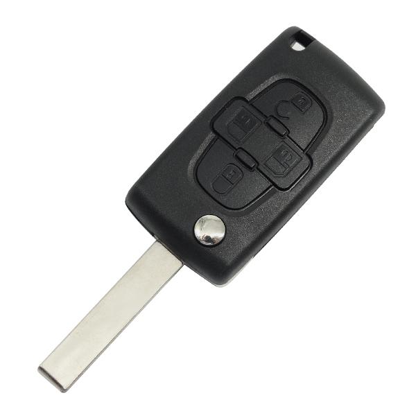 Citroen Shell 4-button Flip Cover with HU83 Uncut blade Suitable for E12 Foldable with Rubber Texture Material