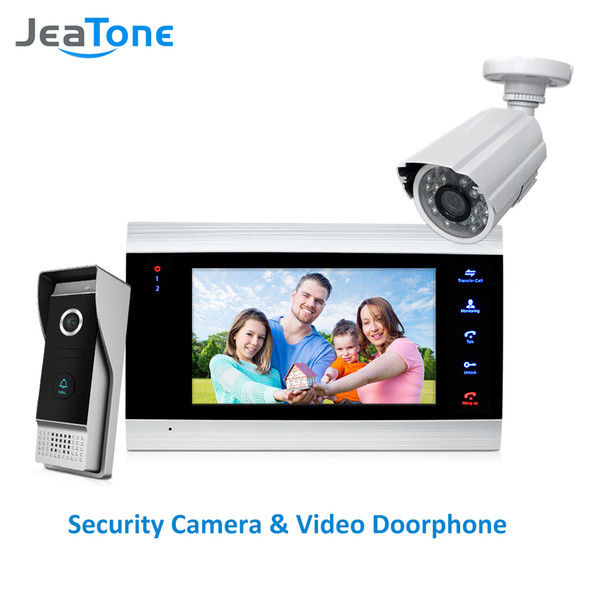 JeaTone 4 Wired Video Door Phone Intercom Doorbell Home Security System Door Speaker Call Panel+7 inch Monitor +1200TVL Camera