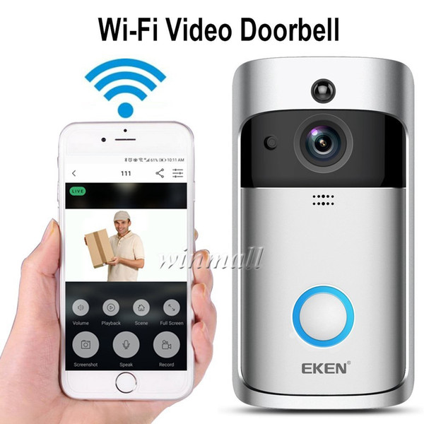 EKEN Smart Video Doorbell V5 720P HD Wifi Security Camera Real-Time Night Vision, PIR Motion Detection For IOS Android Phone APP Control