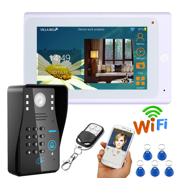 7 Inch wireless/ wired Video Doorbell intercom Video Door Phone ID keyfob password