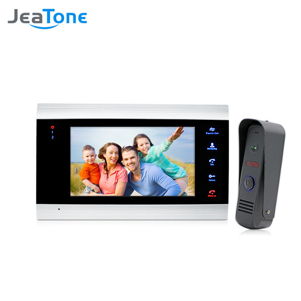 JeaTone 7'' Video Doorphone Intercom Systems On-door Speakerphone Pin-Hole Camera Home Security Video Door Phone Kit Door Entry System