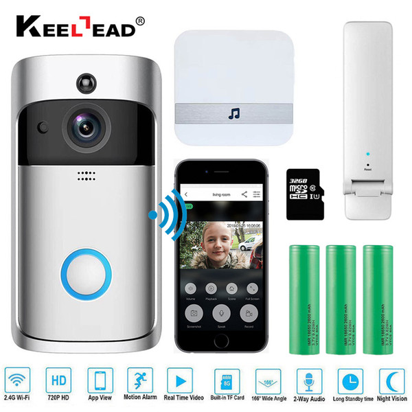 Video Intercom Smart Wireless WiFi Security Eye Door Bell Visual Recording Remote Home Monitor Night Vision Video Intercom Phone Call Doo...