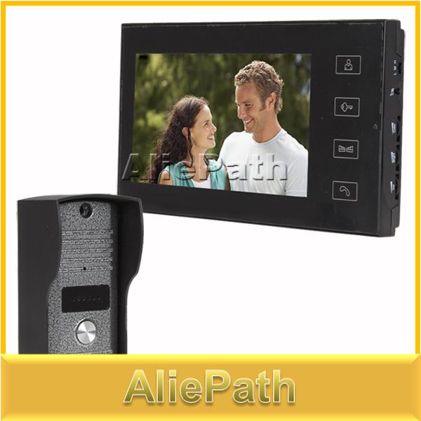 Wholesale-7 Inch Color LCD Hands Free Home Video Door Phone Intercom Doorbell Doorphone System With 6 IR LED Camera/ Touch Key