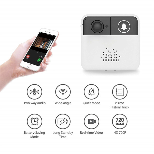 32GB Mini Doorbell Camera 720P HD Smart Video Doorbell WiFi Home Security Camera Mobile Door Bell Ring Real-Time Two-Way Talk Video APP View