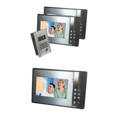 7 Inch TFT Touch Screen Color Video Door Phone Intercom 1 Camera Three Monitor