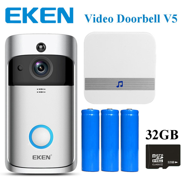 EKEN Smart Video Doorbell V5 with Chime Real-Time 720P HD Video Wifi Camera Two-Way Audio Night Vision App Control