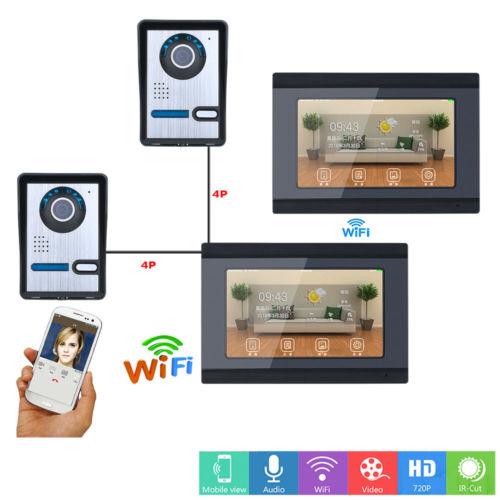 7 inch 2/3 Monitors Wired /Wireless Wifi Intercom System 2x IR-CUT HD 1000TVL