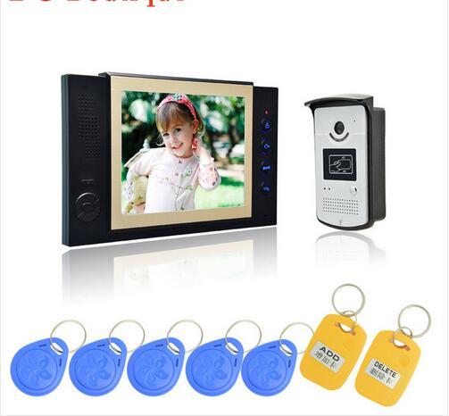 2016 New 8 inch Colorful line Video Door Phone HD 600TVL line Wide angle display Night Version With user Card