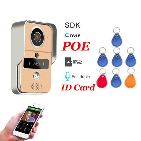 Wireless SD Card Video Recording Video Door Phone + RFID Keyfobs Wifi IP Door Bell POE 720P Home Security Camera For ONVIF Connect NVR