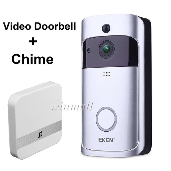 EKEN WIFI Video Doorbell V5 with Home indoor Chime Security Camera Real-Time Two-Way Audio Night Vision PIR Motion Detection APP Control