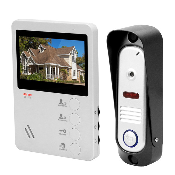 HomeFong 4 Inch Electronic Doorman Wired Video Door Phone System Intercom Doorbell 800TVL Outdoor Infrared Camera Night Vision