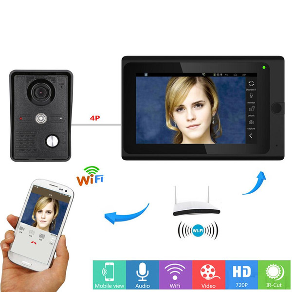 7inch Wired / Wireless Wifi 720P Video Door Phone Doorbell Intercom Entry System,Support Remote APP unlocking,Recording,Snapshot