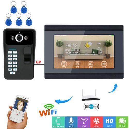 7inch Wired/Wireless Wifi Fingerprint Password Intercom System IR-CUT 1000TVL