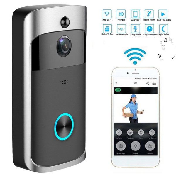 WiFi Video Door Phone Eye Door Bell Visual Recording Home Security Monitor Night Vision Wireless Video Intercom Doorbell