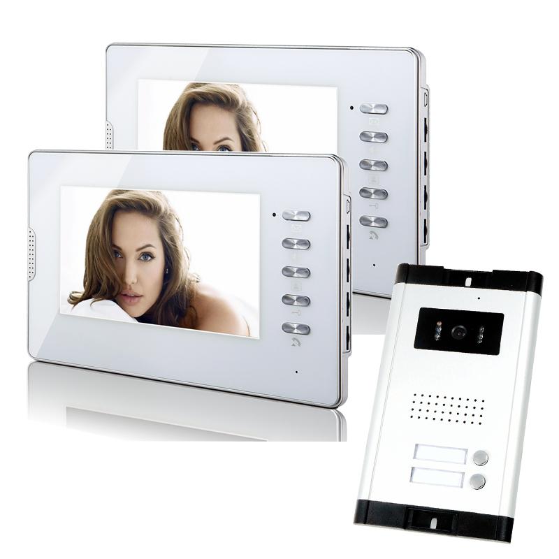 Wholesale-Brand New Apartment Intercom System 2 White Monitor Wired 7