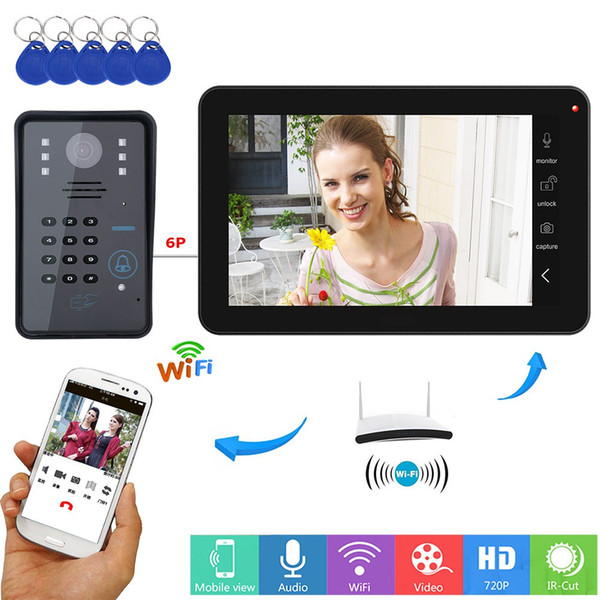 LENVII 908MJS11 9 inch Wired / Wireless Wifi RFID Password Video Door Phone Entry System,Support Remote APP unlocking,Recording,Snapshot