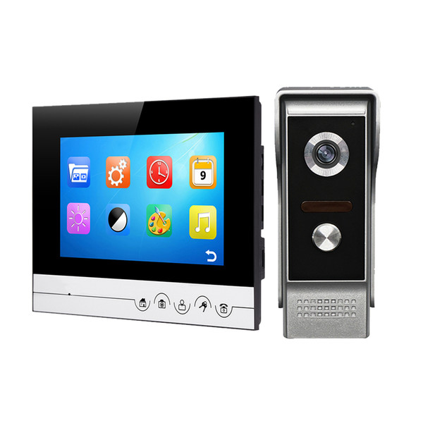 Video Intercom Color 7'' LCD Screen Wired Video DoorPhone Audio Intercom with 700TVL CMOS Door Bell V70Rm-M4