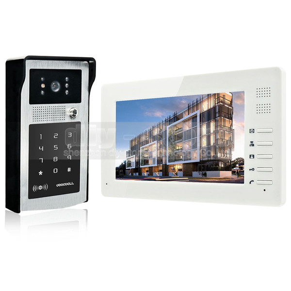 Video Door Phone Video Intercom 1024 x 600 7 inch HD TFT Color LCD Monitor Doorbell 300000 Pixels Night Vision Camera RFID