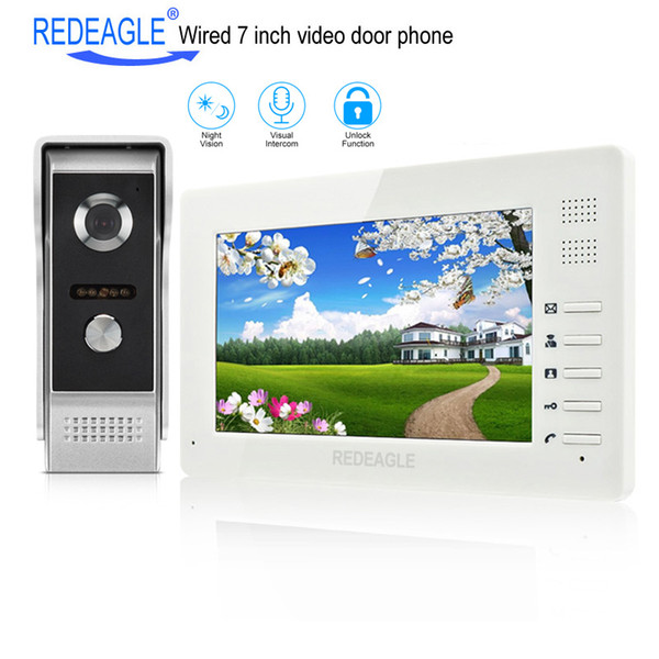 REDEAGLE 7 Inch TFT LCD Video Door Phone Visual Intercom Doorbell System 1024x600 Monitor 700TVL Metal Outdoor Infrared Camera